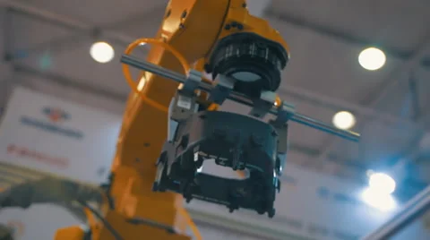 Industrial robot hand performs movements that are programmed in the control unit 스톡 동영상 61550302