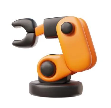 Industrial robot hand, vector 3D cartoon automatic technology, support service Stock Illustration