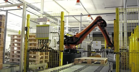An industrial robot loader Stock Footage 78015406