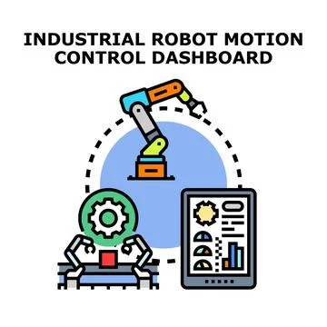 Industrial robot motion control dashboard automation concept 스톡 일러스트