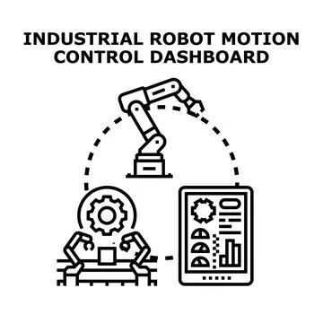 Industrial robot motion control dashboard automation concept Stock Illustration