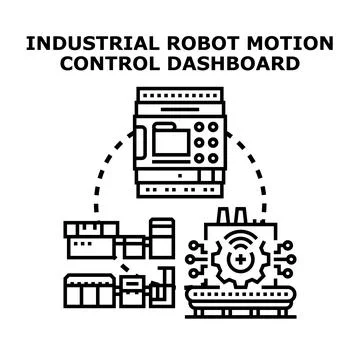 Industrial robot motion control system dashboard program Stock Illustration
