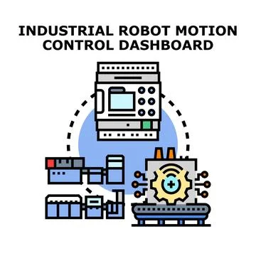 Industrial robot motion control system dashboard program Stock Illustration