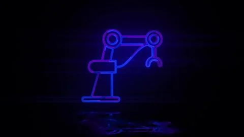 Industrial robot in neon effect mp4 video Stock Illustration