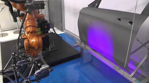 Industrial Robot performing a 3D Scan of a Door 스톡 동영상 56488821