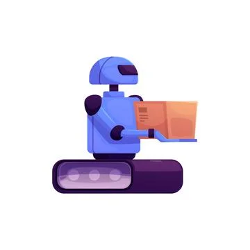 Industrial robot transportation, automatic logistics box vector flat Stock Illustration