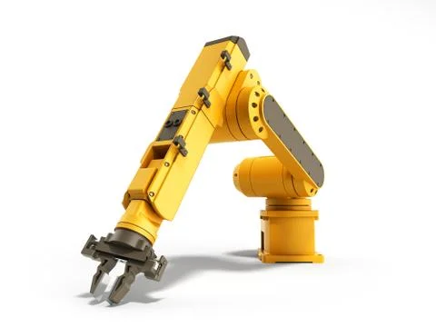 Industrial robot on white background no shadow 3D rendering Stock Illustration