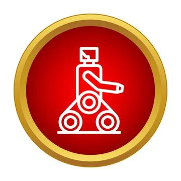 Industrial robot working on manufacturing line icon 스톡 일러스트