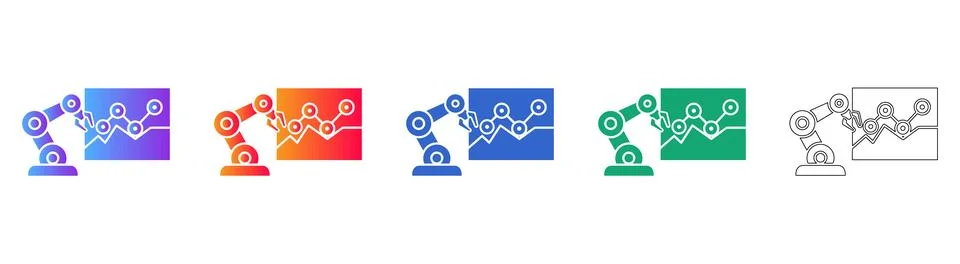 Industrial Robotic Arm Analyzing Data Graph Illustration 스톡 일러스트