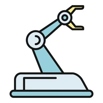 Industrial robotic arm icon representing automation technology Stock Illustration