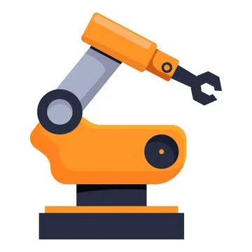Industrial robotic arm lifting objects in modern factory Stock Illustration