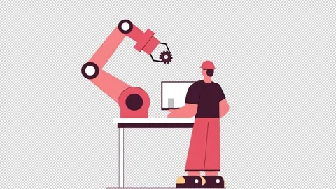 Industrial robotic arm operator. Stock Footage 321518502