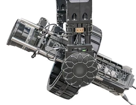 Industrial Robotic Arm with Precision Hexagonal Base Stockfoto's