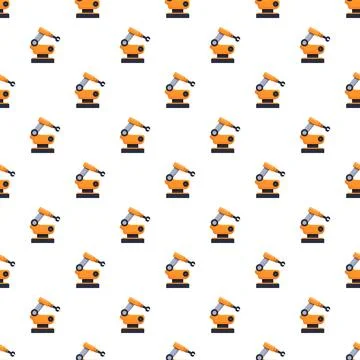 Industrial robotic arm seamless pattern automation technology Stock Illustration
