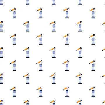Industrial robotic arm technology seamless repeating pattern Illustrazione stock