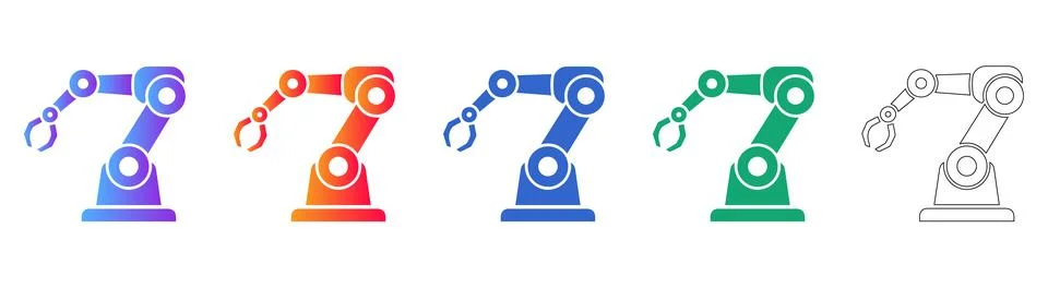 Industrial Robotic Claw Vector Icon Set Stock Illustration