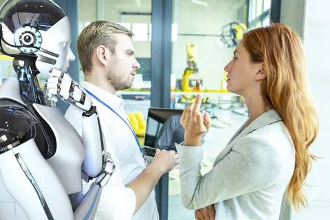Industrial Robotic Engineer And Humanoid Robot Engineer and AI works toget... Foto stock