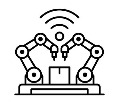 Industrial Robotics System with Wireless Connectivity for Automation Solution Stock Illustration