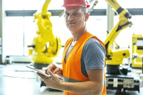 Industrial Robots Engineering Engineer of the industrial robots.  스톡 사진