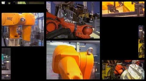 Industrial Robots - generic montage Stock Footage 8918741