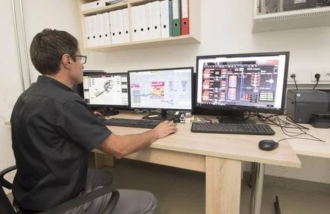  Industrial robots in use through artificial intelligence for the industry... Stock Photos