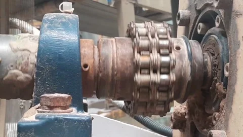 Industrial roller chain Stock Footage 321015689