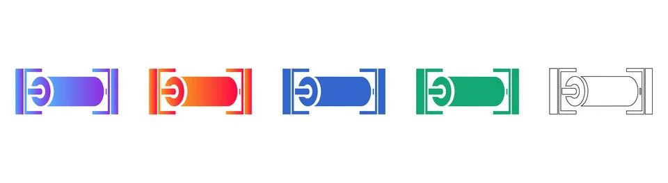 Industrial Roller Component Icons Stock Illustration