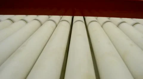 Industrial roller line closeup, long conveyor, production industry, Video stock 12846310