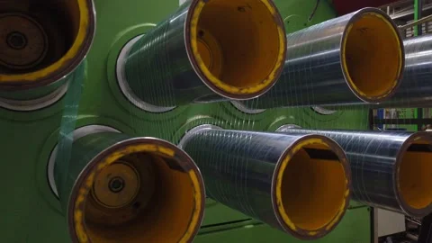 Industrial Rolling Machine. Wheel stretching filament a Stock Footage 148411334
