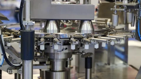 An industrial rotary packaging machine undergoing a professional test. Stock Footage 336734520