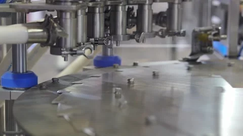 An industrial rotary packaging machine undergoing a professional test. Stock Footage 336734606