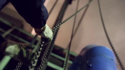Industrial round-link chains for hoists Stock Footage 70717640