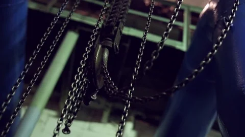 Industrial round-link chains for hoists Stock Footage 70717646
