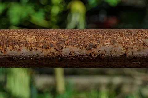 Industrial rust texture on iron pipe steel structure near midnight  Stock Photos