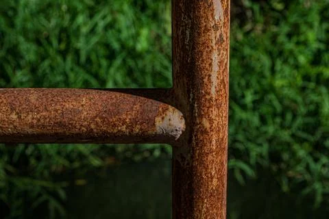Industrial rust texture on steel infrastructure near midnight Photos