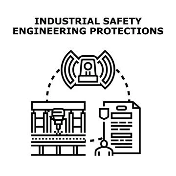 Industrial safety engineering protection system workflow concept Stock Illustration