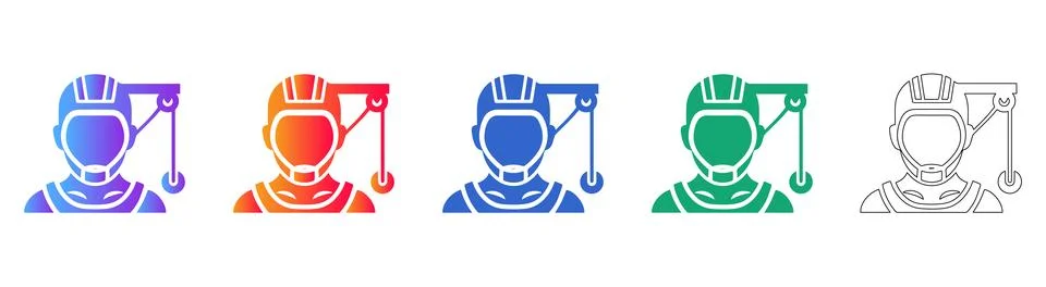 Industrial Safety Helmet Icon Set Stock Illustration