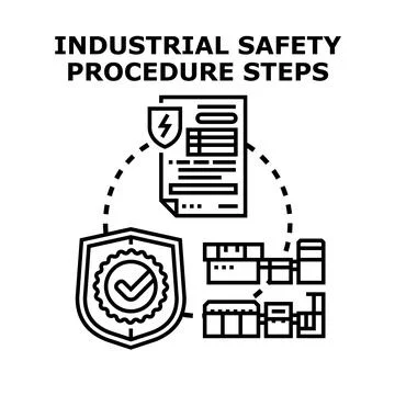 Industrial safety procedure steps process workflow documentation Stock Illustration