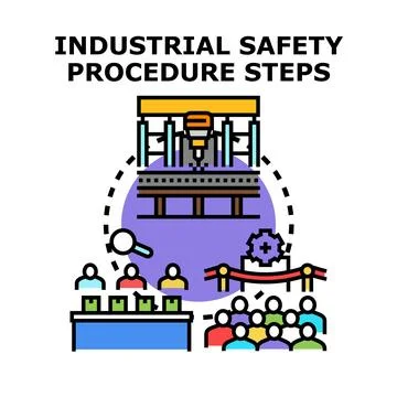 Industrial safety procedure steps for training and compliance Stock Illustration
