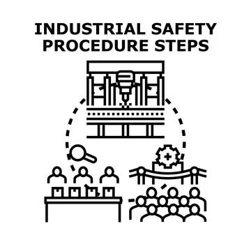 Industrial safety procedure steps for training and compliance Stock Illustration