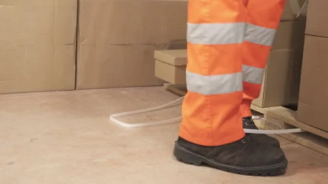 An industrial safety topic. A worker in danger 스톡 동영상 332678023