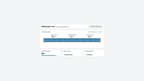 Industrial scada dashboard displaying real time pipeline telemetry. 4K Stock-Footage 344846743