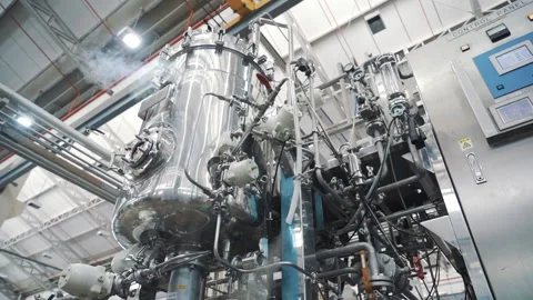 Industrial scale laboratory machine working and steaming slow motion Vídeos de archivo 158667496