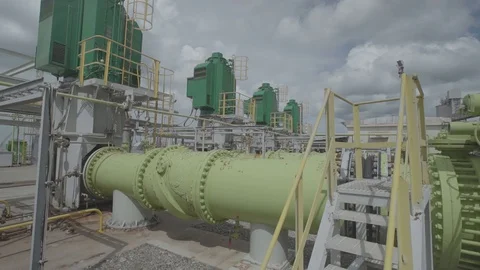 Industrial scale water pump facility in factories Stock Footage 129654874
