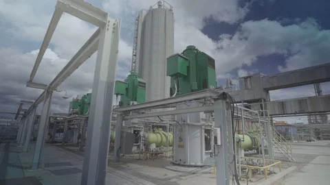 Industrial scale water pump facility in factories Stock Footage 129654902
