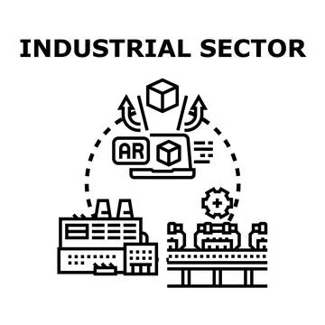 Industrial sector digitizing processes with augmented reality technology Stock Illustration