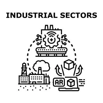 Industrial sectors concept vector illustration depicting factory buildings. A Stock Illustration
