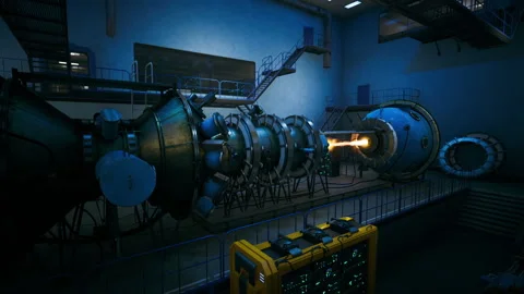 Industrial setting featuring combustion devices and measurement panels Stock Footage 341831259