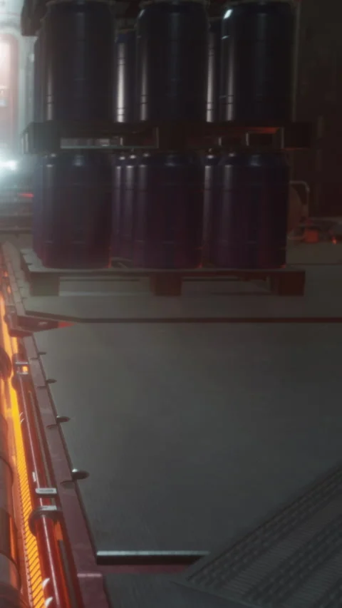 Industrial setting with large containers and equipment in a factory space Stock Footage 337925445