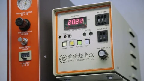 Industrial setup. Close up of large factory machinery control panel. Stock Footage 86798059